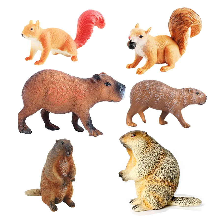 Kids Toys Review - Пластиковые фигурки животных Capibara Capybaras Squirrel