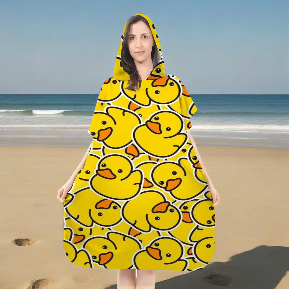Rubber Duck Bath - Милое желтое пляжное полотенце с капюшоном