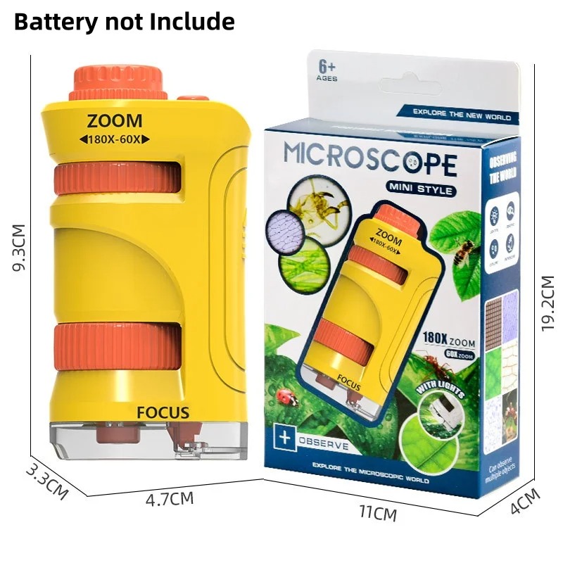 Microscope Kids Science - Детский микроскоп-игрушка с увеличением 60-180X, научный